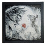 Tablou arta 3D Hueforge - Frumoasa si Bestia, 20x20cm