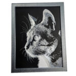 Tablou arta 3D Hueforge - Pisica, 17x22cm