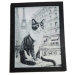 Tablou arta 3D Hueforge - Pisica la Paris, 17x22cm